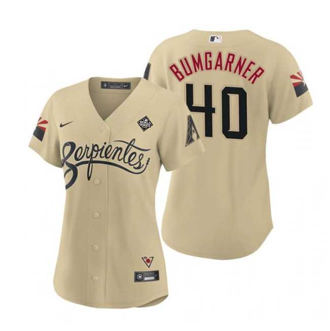 Womens Arizona Diamondbacks #40 Madison Bumgarner Gold 2023 World Series City Connect Stitched Jersey(Run Small) Dzhi